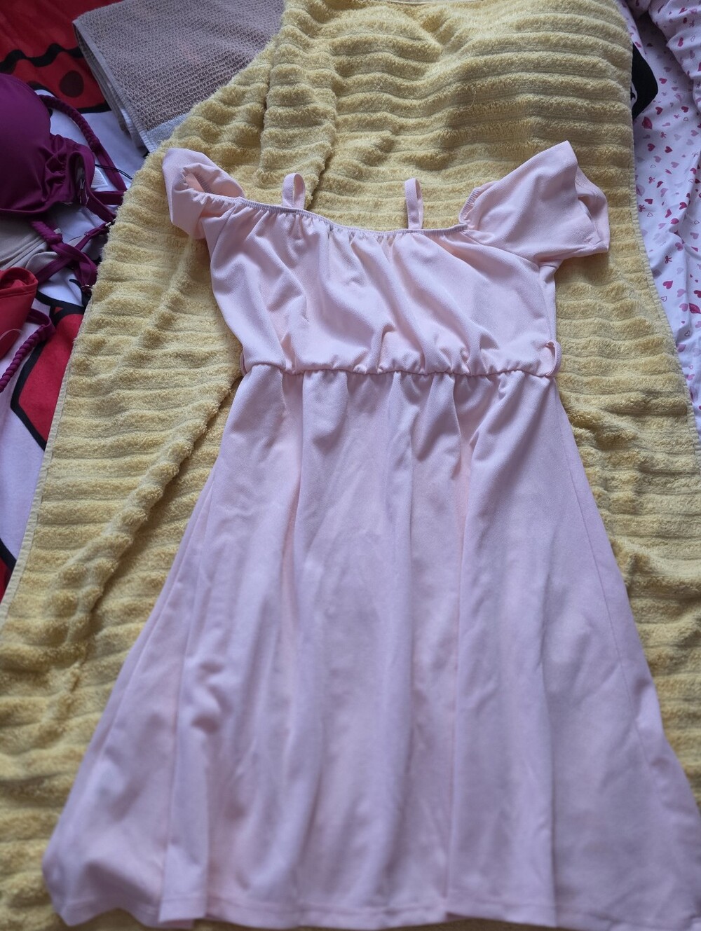 Boohoo Light Pink Off-Shoulder Girls' Casual Dress